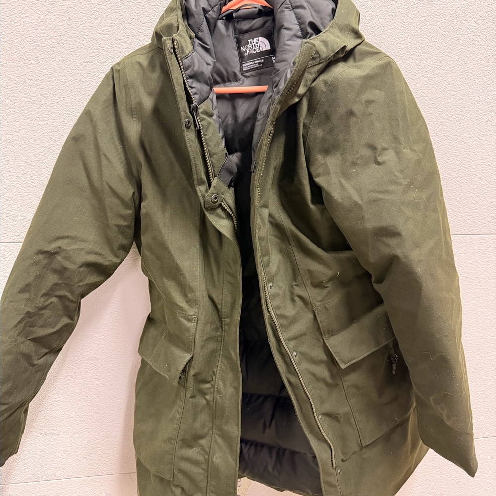 The North Face Olive Green Hooded Military Field Jacket